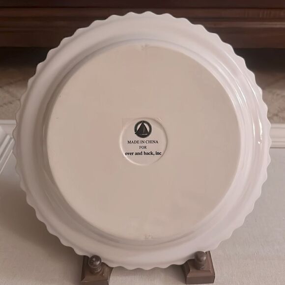 Over and Back, Inc. white ceramic apple pie plate NWOT - Picture 2 of 4